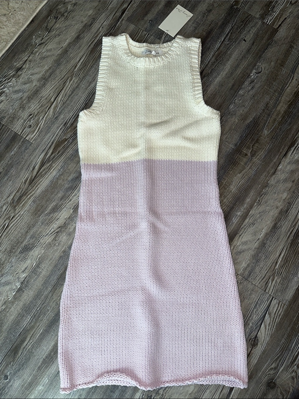 emory park Cream and Lilac Knit Sleeveless Mini Dress
